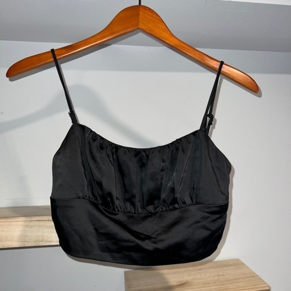 Black Pacsun satin cropped tank‎ top